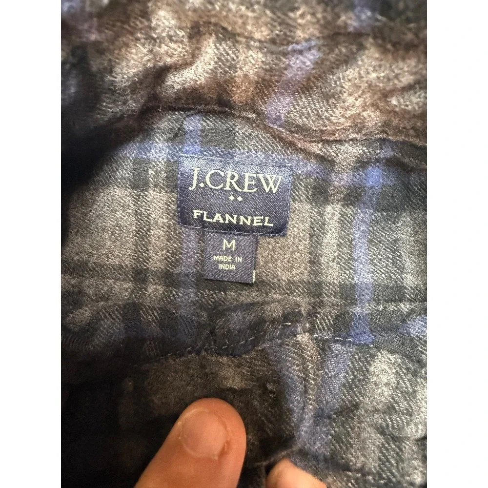 J.Crew‎ Flannel Shirt Plaid Button Up Long Sleeve Gray Blue Mens Size M